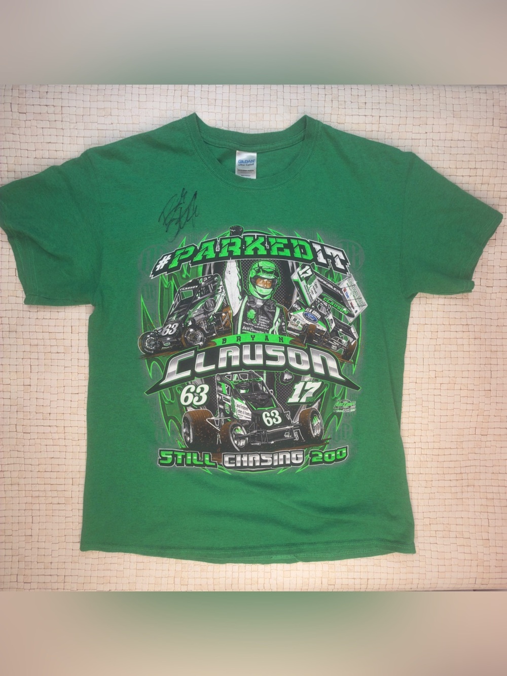 Bryan Clauson Shirt Large Signed Autographed Parked It Chasing 200 Sprint Car